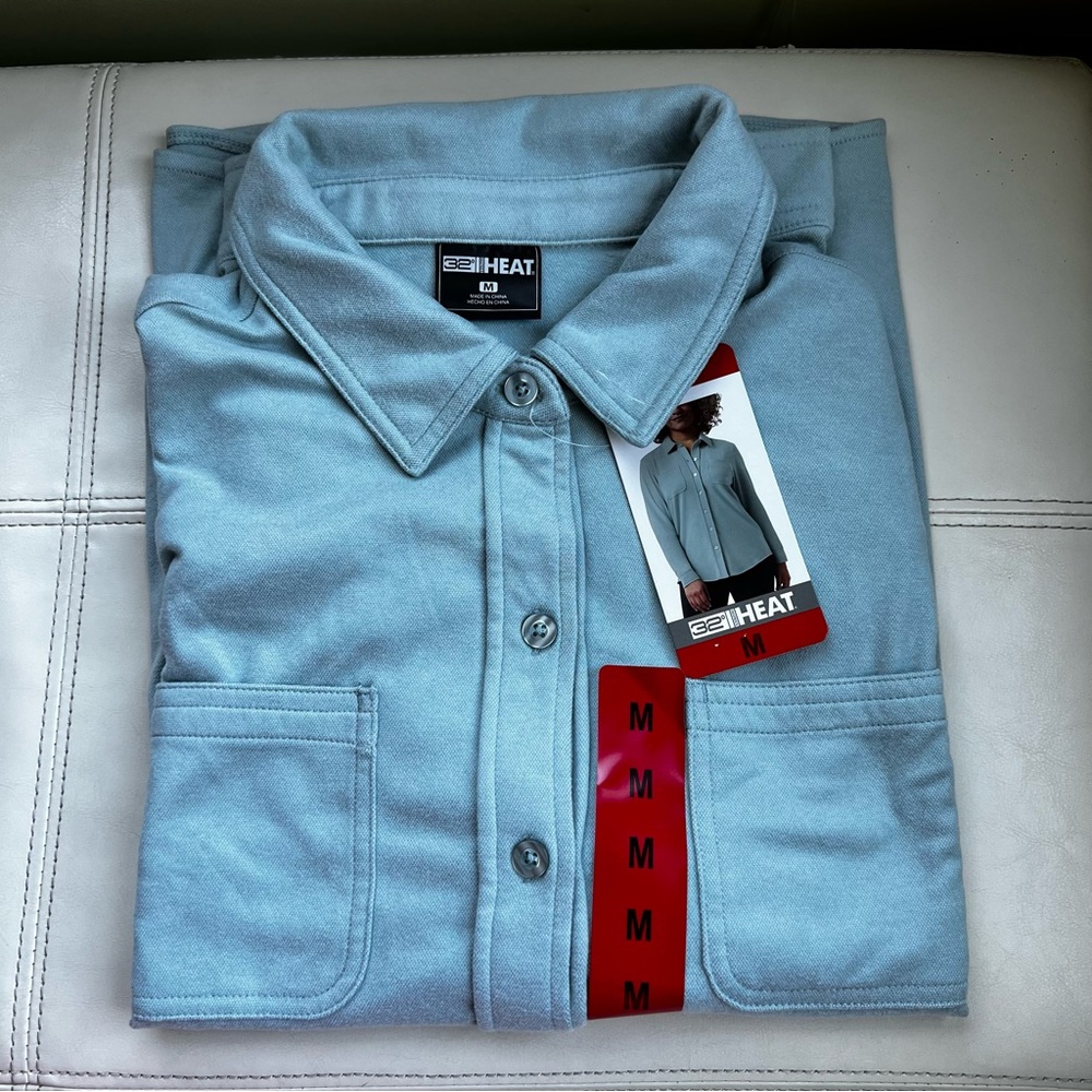 NWT 32 Degrees Heat Ladies’ Soft Fleece Button-Up Shirt, M - Picture 4 of 4